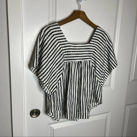 Madewell Isley Navy Blue Stripe Butterfly Knit Blouse Size Small - Picture 6 of 6